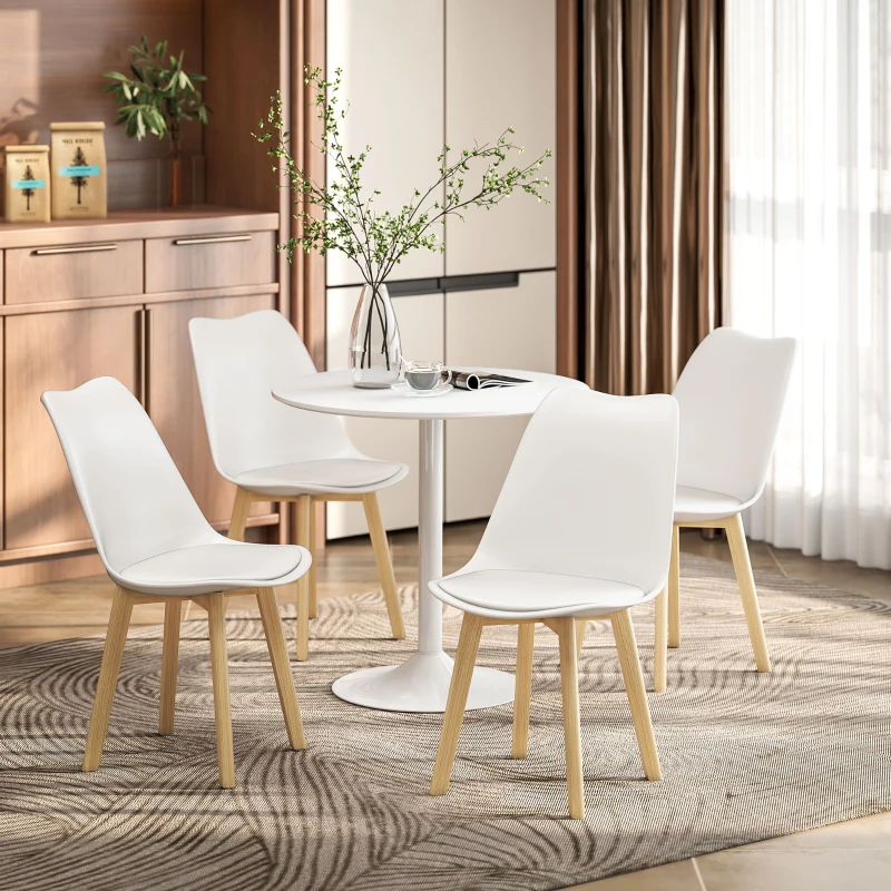 HOMCOM Five-Piece Modern Dining Set - White