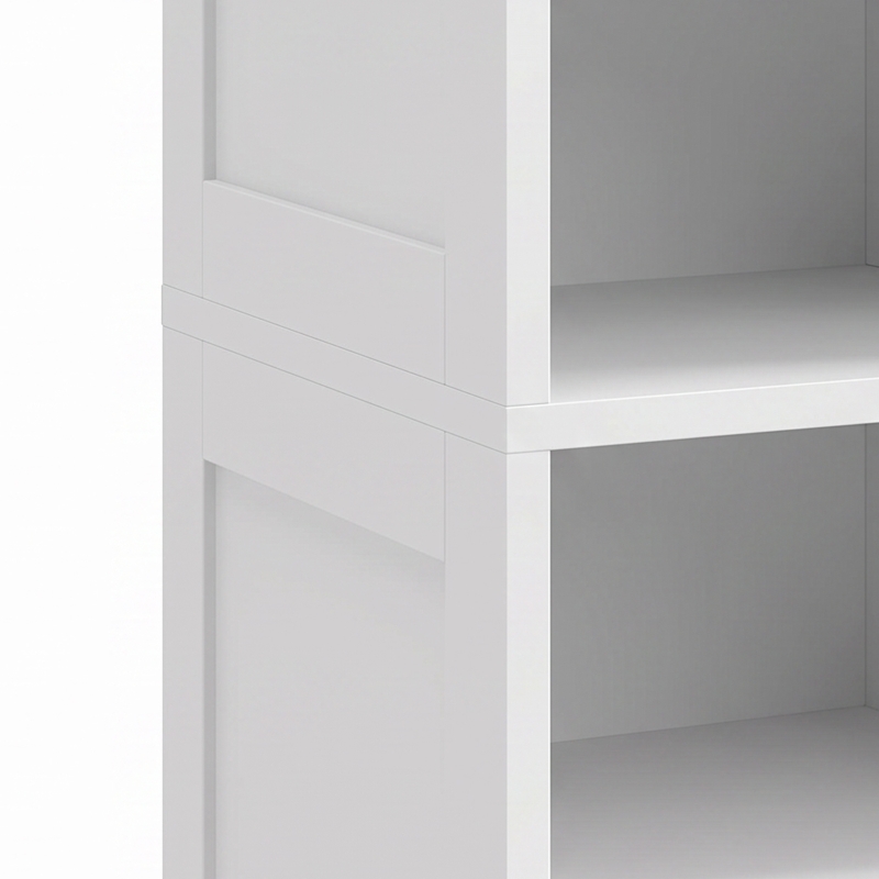 HOMCOM Mueble de Baño Alto con 2 Puertas 2 Compartimentos Abiertos y Estante Ajustable Blanco