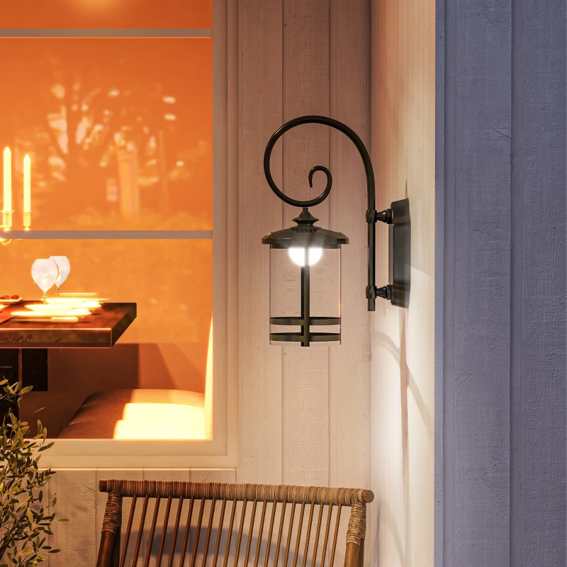 Outsunny Lampada da Esterno con Pannello Solare, Impermeabile IP44 e Accensione Automatica, Nero