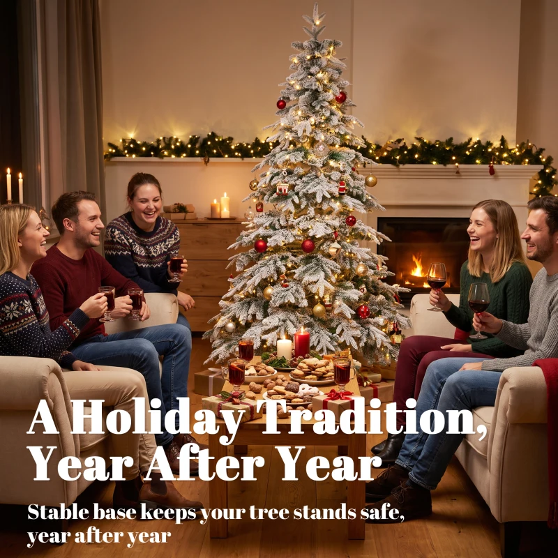 HOMCOM Sapin de Noël Artificiel 180 cm Arbre de Noël Lumineux Enneigé, Branches Articulées, Lumière 350 LEDs, Vert et Blanc