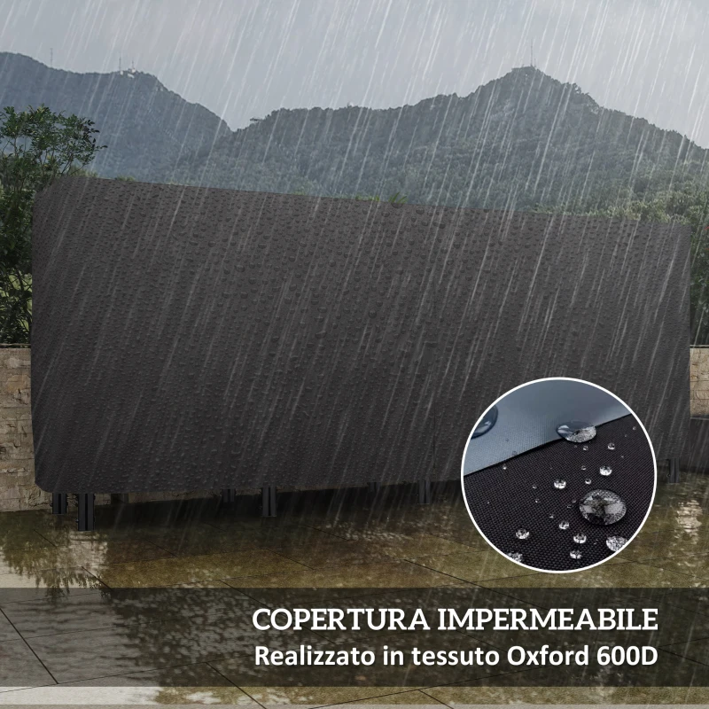 Outsunny Portalegna da Interno ed Esterno in Metallo con Telo Porta Legna e Copertura, 240x36x99cm, Nero