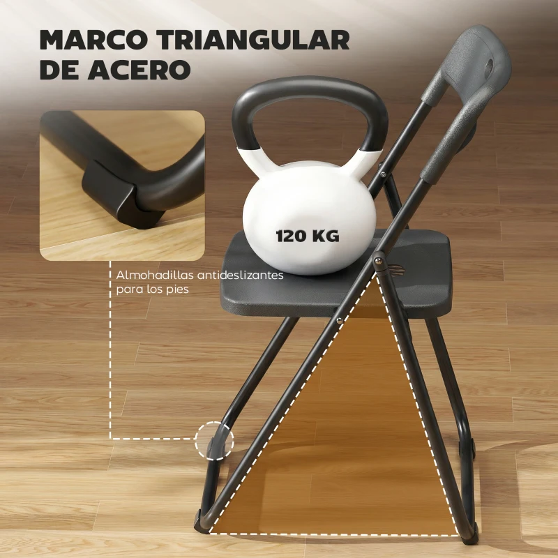 HOMCOM Juego de 6 Sillas Plegables de Plástico con Respaldo Curvo Diseño Ventilación Estructura de Acero 48,5x47x75 cm Negro