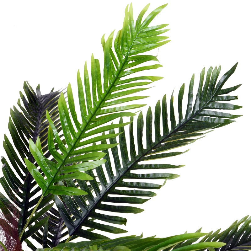 Outsunny Pianta Artificiale Palma Cycas Alta 123cm per Interno ed Esterno con Vaso Incluso