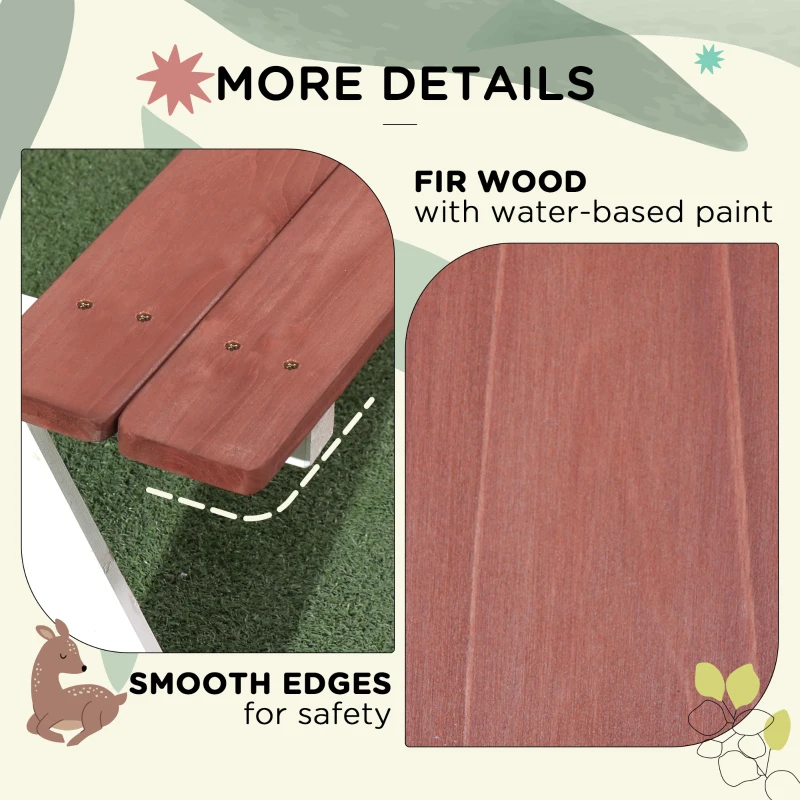 Outsunny Kids Picnic Table, Wooden Table and Bench Set, Kids Garden Furniture for Patio Aged 3-8 Years Old, Brown