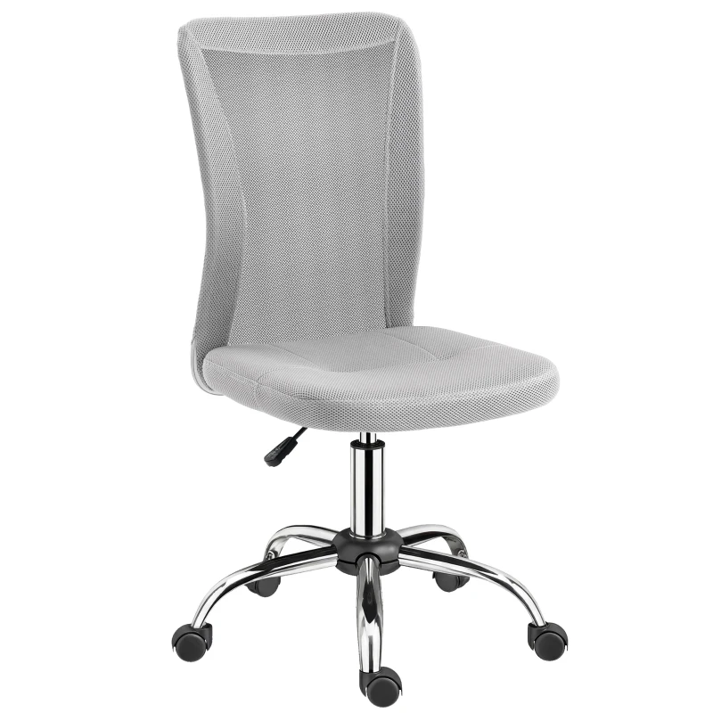 Vinsetto Office Chair, Armless Desk Chair, Adjustable Computer Swivel Chair with Rolling Wheels and Mesh Back for Home Work Study, Grey