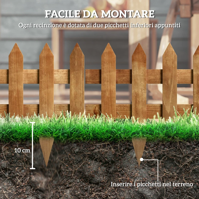 Outsunny Staccionata in Legno di Abete da 12 Pezzi per Aiuole, Giardino e Orto, 60x1x34 cm, Marrone