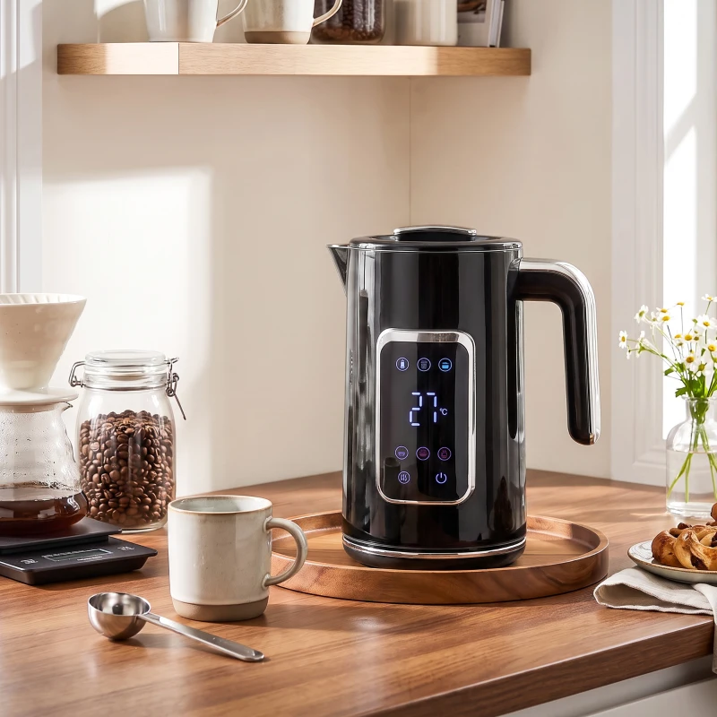 HOMCOM Electric Kettle, 1.7L Fast Boil 3000W Water Kettle with LED Display, Adjustable Temperature, Keep Warm Function, Black