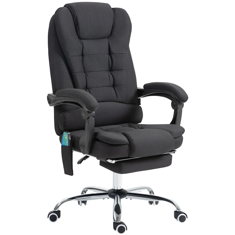 Vinsetto Silla de Oficina con 6 Puntos de Masaje Función de Calentamiento Reposapiés y Control Remoto 65x70x111-119 cm Negro