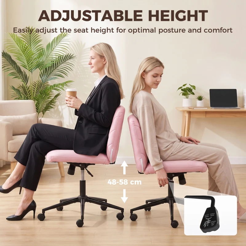 HOMCOM extra nail tech rolling retro fabric cute teenager arms hairdresser on chairs desks spinny comfortable beauty