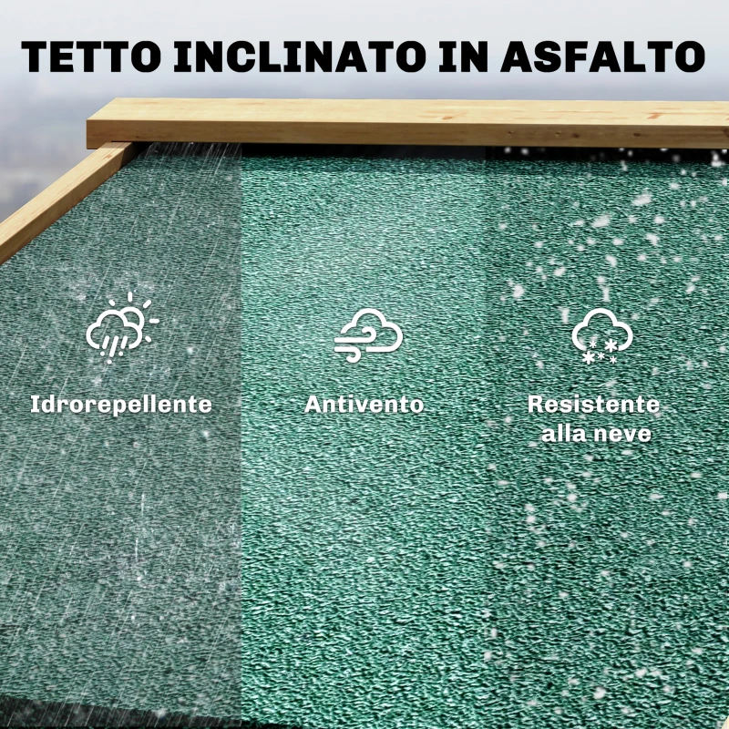 Outsunny Armadio da Giardino in Legno con Finestre Trasparenti, 128x57.5x197 cm, Marrone Chiaro