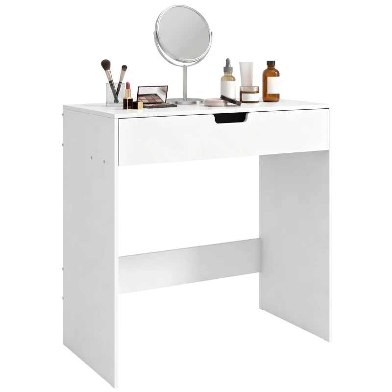 HOMCOM Coiffeuse avec tiroir, table de maquillage moderne moderne, pour chambre à coucher, 75 x 40 x 75 cm, blanc