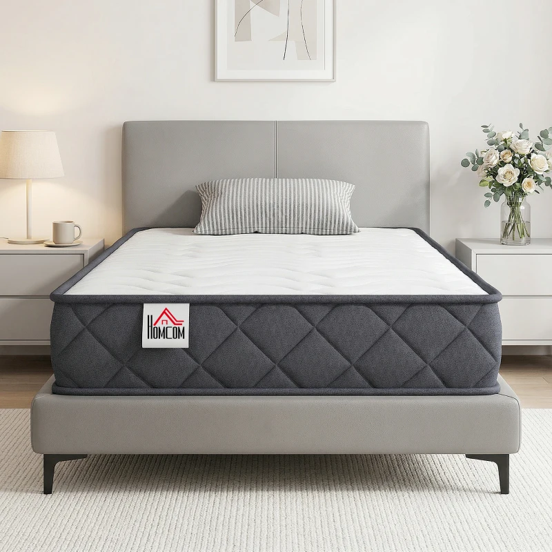 HOMCOM Matelas 90x190cm, matelas 1 personnes, mousse à mémoire de forme, 20cm d'épaisseur, certifié Oeko-Tex, fermeté moyenne