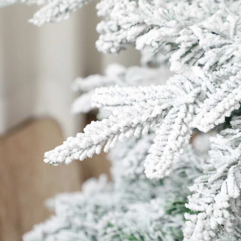 HOMCOM Sapin de Noël Artificiel 180 cm Arbre de Noël Lumineux Enneigé, Branches Articulées, Lumière 350 LEDs, Vert et Blanc
