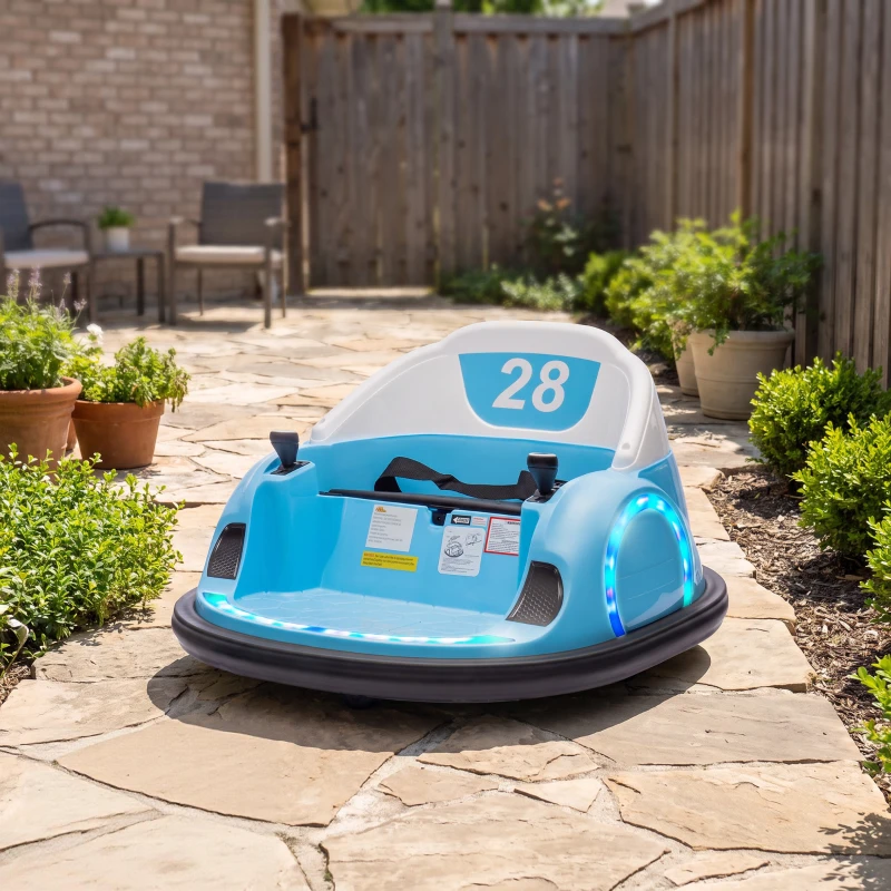 AIYAPLAY Voiture Tamponneuse Électrique Enfant 12V, Rotation à 360°, Auto-Tamponneuse Enfant avec Télécommande, Bleu