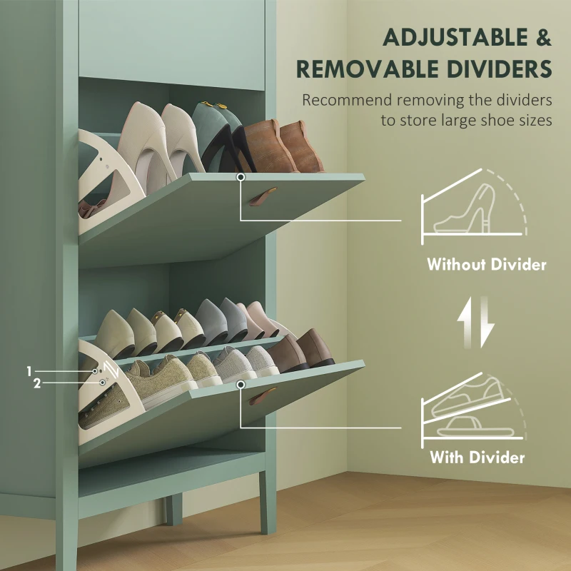 HOMCOM Modern Three-Drawer Shoe Cabinet - Green