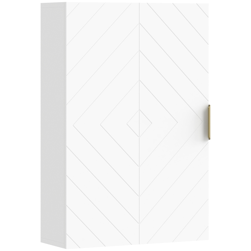 kleankin Bathroom Wall Cabinet, Over Toilet Storage Cupboard with Adjustable Shelves for Hallway, Living Room, White