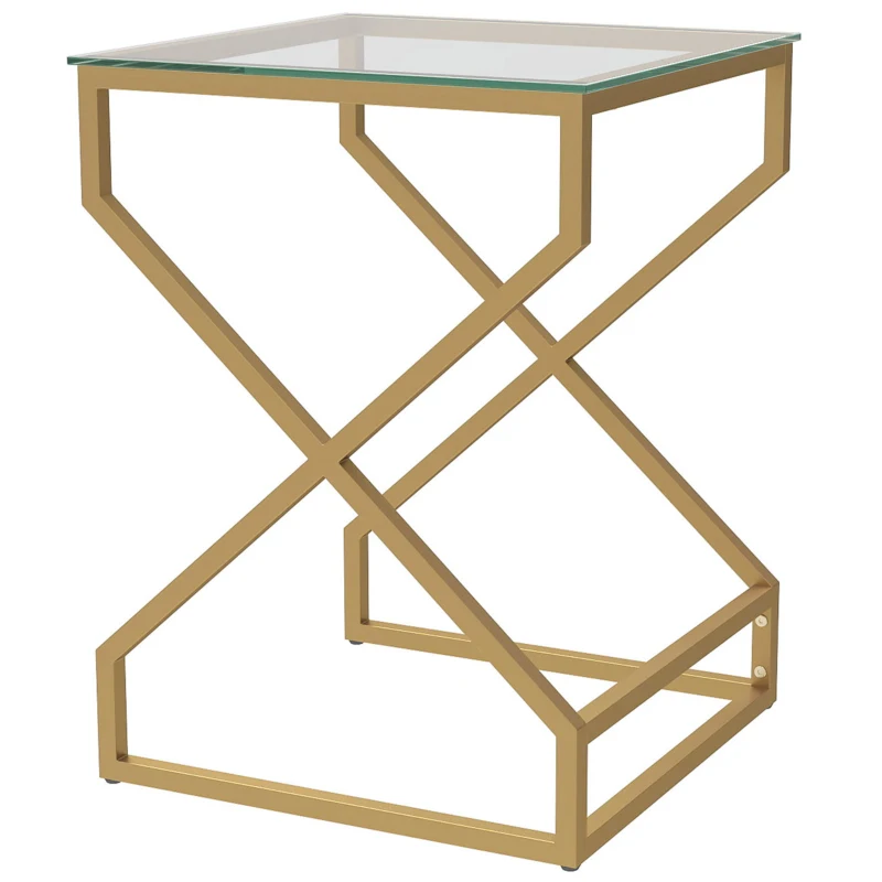 HOMCOM Nest of Tables, Side Table Set of 2 with Transparent Top, Coffee Table Set with Tempered Glass Top, Transparent