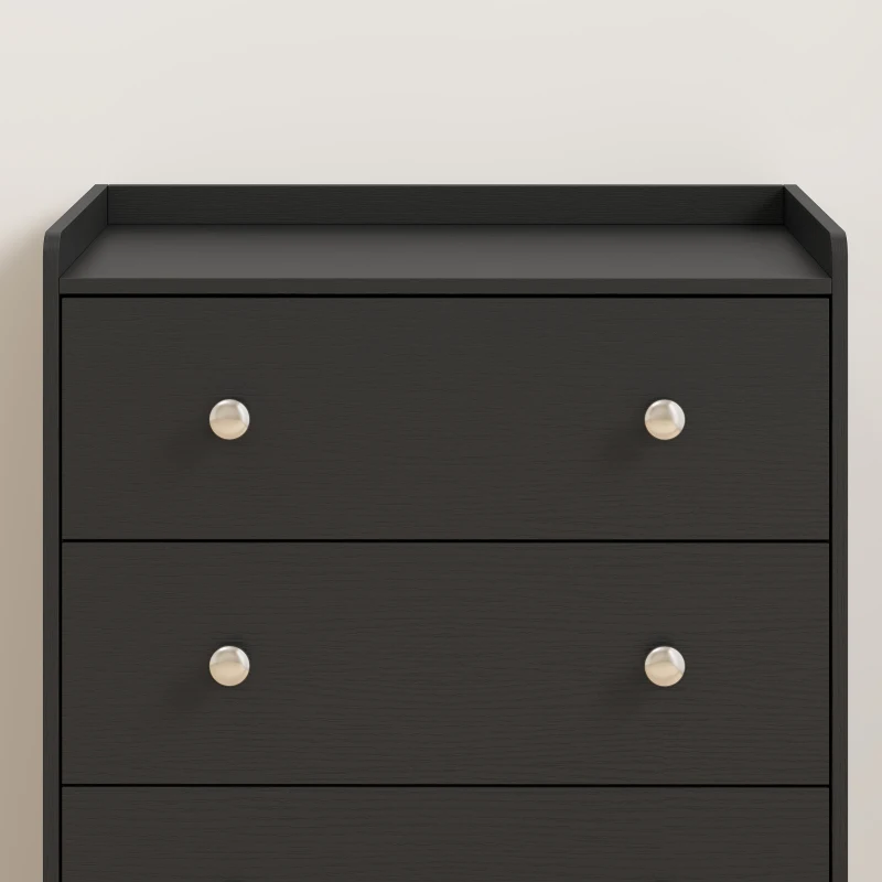 HOMCOM 4 Drawer Chest of Drawers, Modern Dresser for Bedroom, Storage Cabinet for Living Room Entryway, Black Wood Effect