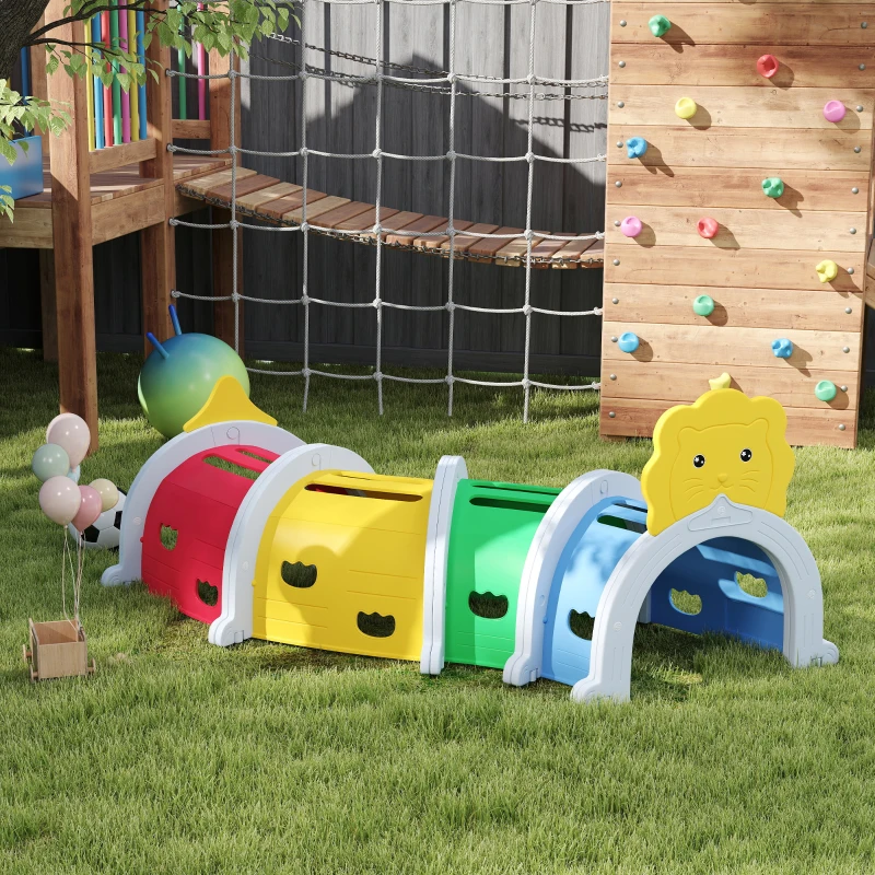 AIYAPLAY Kids Play Tunnel with Lion Design for 3-6 Years, Crawling, Climbing, Indoors & Outdoors