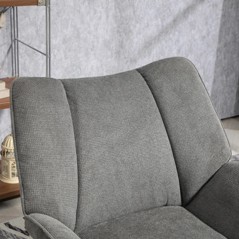 HOMCOM Poltrona d'Arredo con Braccioli Inclinati, in Tessuto Effetto Lino e Acciaio, 71.5x67x79 cm, Grigio