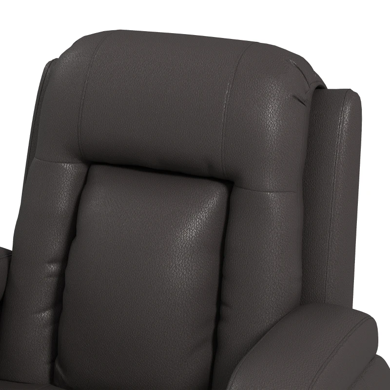 HOMCOM PU Leather Recliner Chair, Recliner Armchair with Extended Footrest, Cup Holders and Side Pockets, Dark Brown