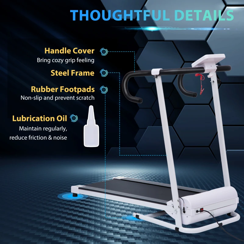 HOMCOM Folding Treadmill with Incline, Walking Pad Treadmill for Home, 1-10km/h Under Desk Running Machine with LCD Display and Wheels, No Assembly, White