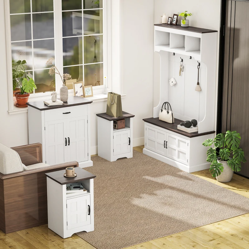 HOMCOM Aparador para Salón Rústico con 2 Puertas 1 Cajón Estante Ajustable para Comedor Entrada Blanco 75,2x40x91,5 cm