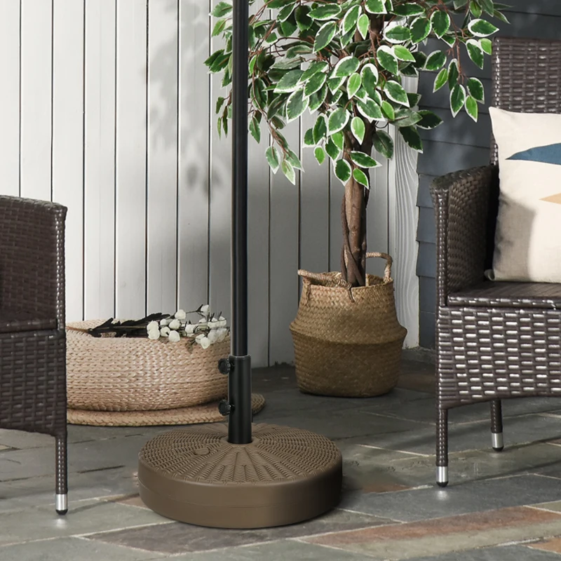 Outsunny Base per Ombrellone con 2 Manopole Incorporate, in HDPE e Acciaio, Ø51x36 cm, Marrone e Nero