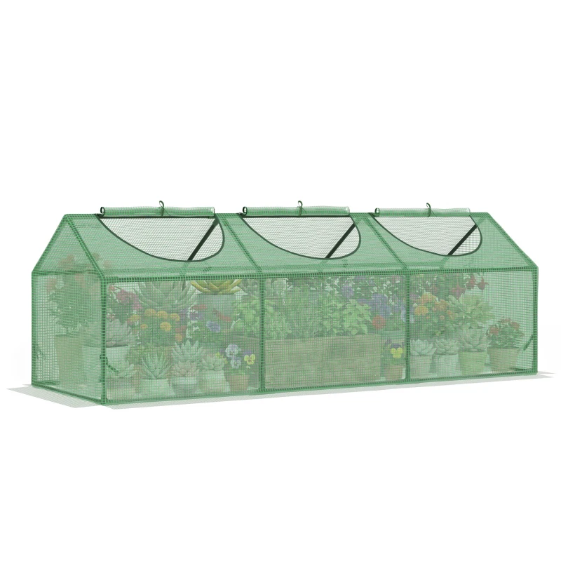 Outsunny Mini Greenhouse, Small Plant Grow House for Outdoor with Durable PE Cover, Observation Windows, 180 x 60 x 60 cm, Green