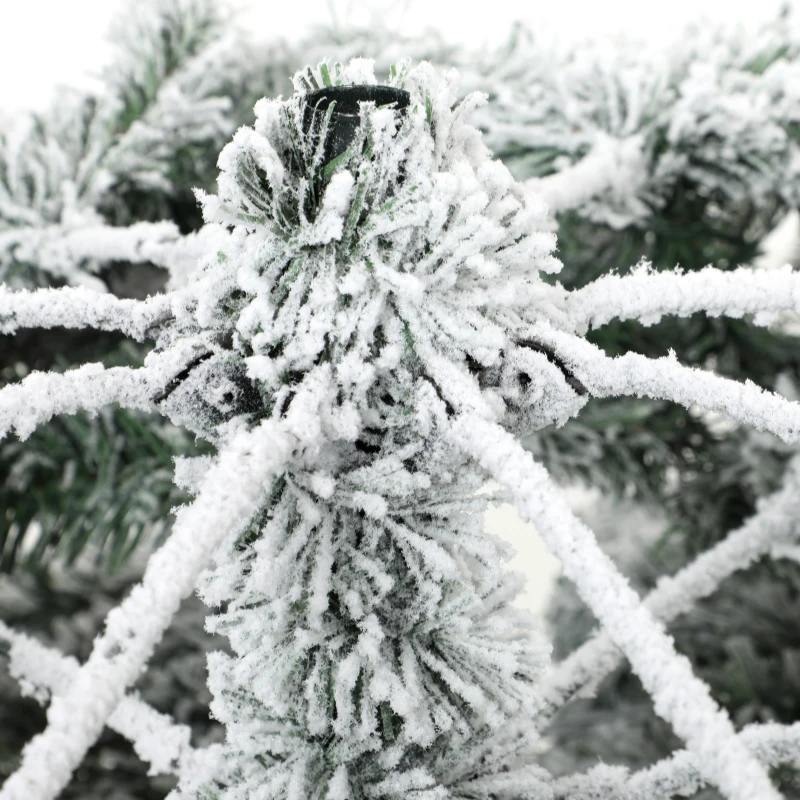 HOMCOM Sapin de Noël Artificiel 180 cm Arbre de Noël Lumineux Enneigé, Branches Articulées, Lumière 350 LEDs, Vert et Blanc