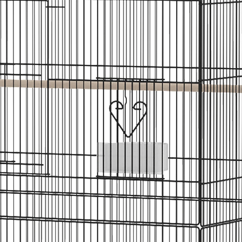 PawHut Grande Cage à Oiseaux sur Roulettes en Acier, Plateau Amovible, Portes, Perchoirs, Mangeoires, 77x46,5x141cm, Noir