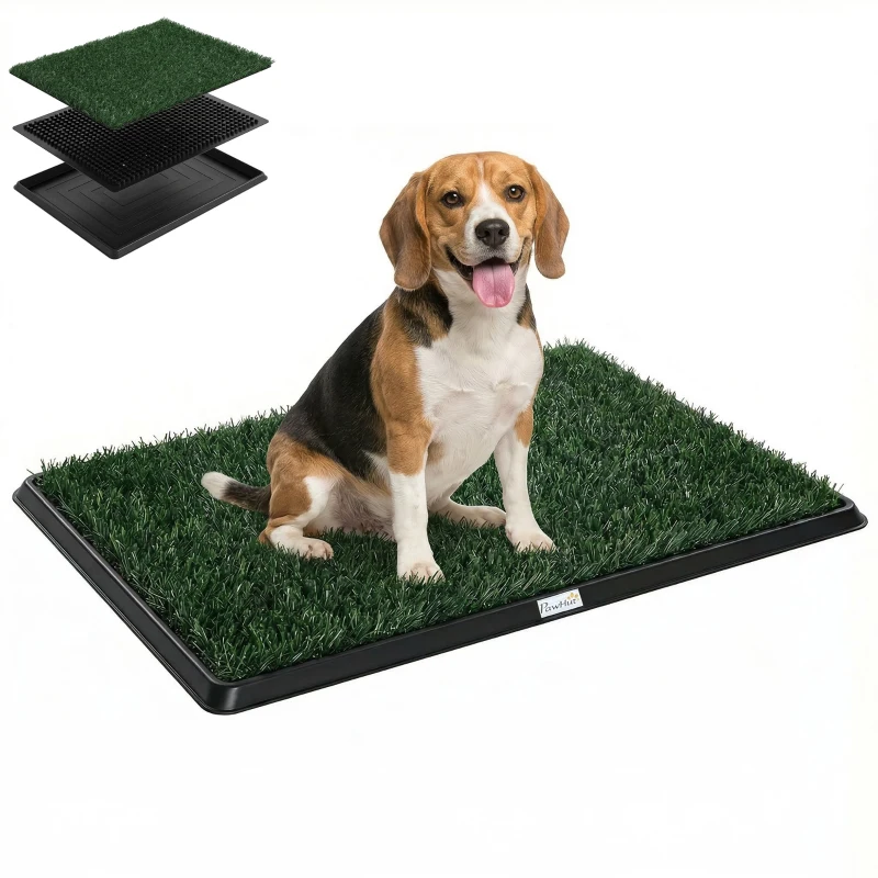 PawHut Covoraș din Iarbă pentru Câini cu Tavă, 76 x 50,5 cm, Verde