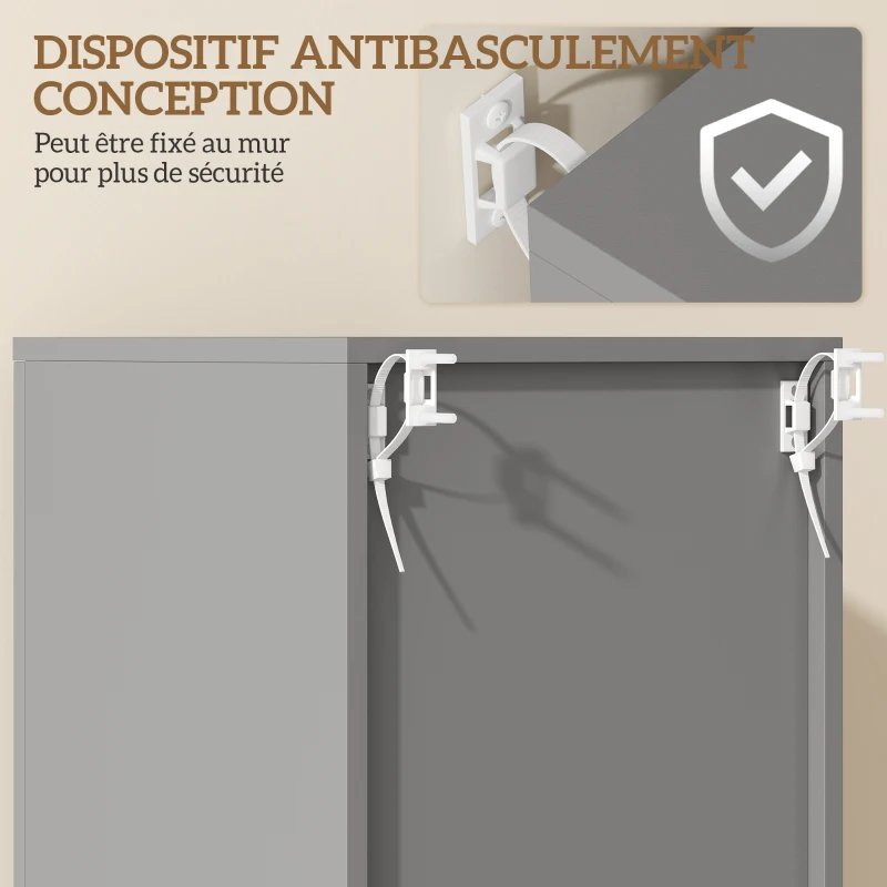 HOMCOM Meuble colonne salle de bain avec étagères réglables et compartiments ouverts, 30x30x180cm, gris brillant