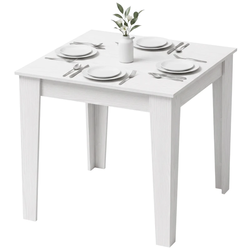 HOMCOM Dining Table for 4, 80L x 80W x 75Hcm, Modern Square Kitchen Table, White
