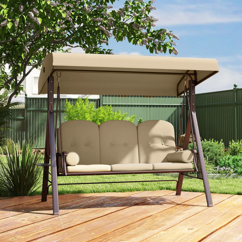 Outsunny Three-Seater Garden Swing Chair - Brown