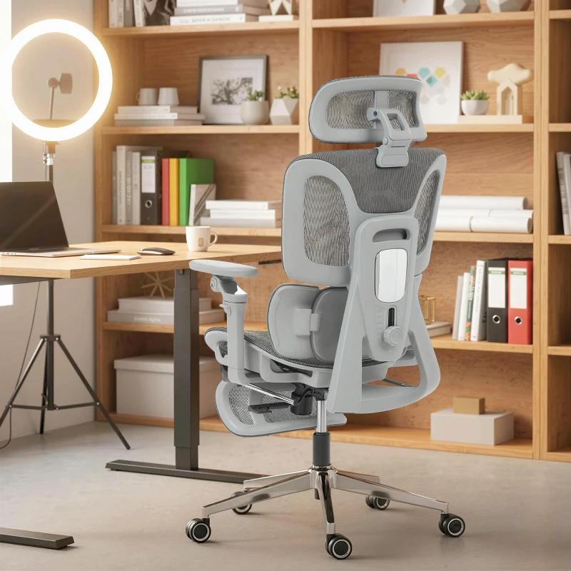 HOMCOM Ergonomic Office Chair, High Back Mesh Desk Chair, Grey