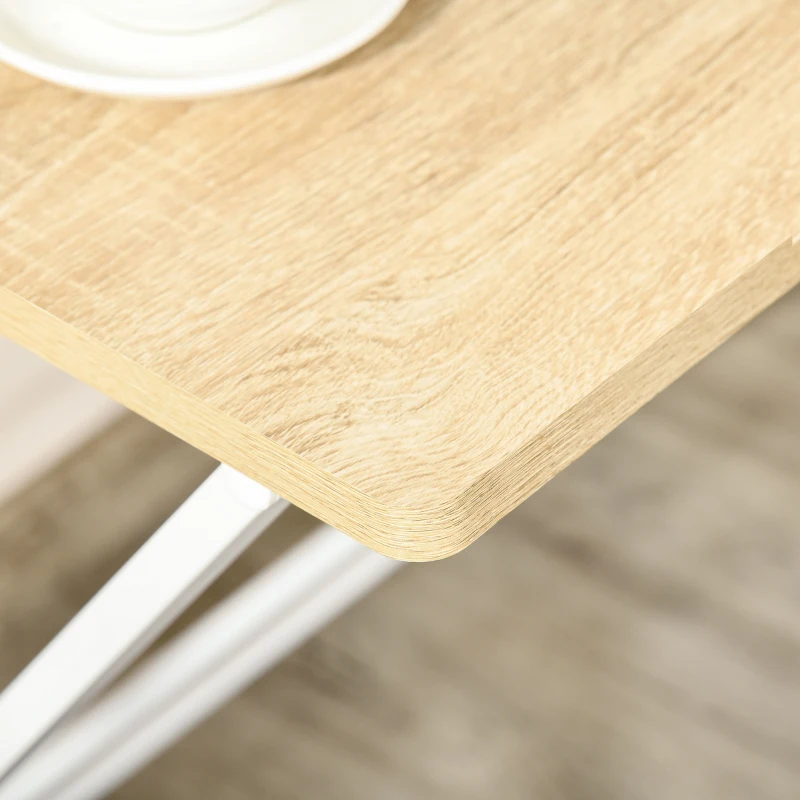 HOMCOM Mesa de Estudio Plegable con Estante Superior Estilo Moderno para Sala Oficina Dormitorio 81,5x70x84 cm Natural y Blanco