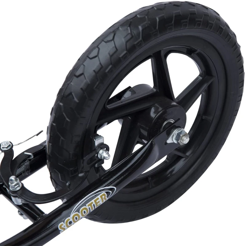 HOMCOM Kids Scooter Kick Scooter, with 12" EVA Tyres, Rear Brake, Big Wheels Scooter for 5-12 Years , Black