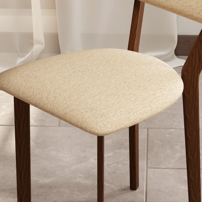HOMCOM Lot de 2 chaises salle à manger chaises de cuisine avec dossier pieds en bois tissu effet lin 49 x 56 x 85 cm beige
