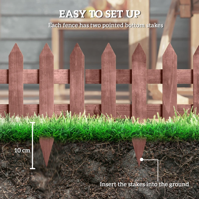 Outsunny Set of 12 Wooden 60cm Garden Fence Pieces