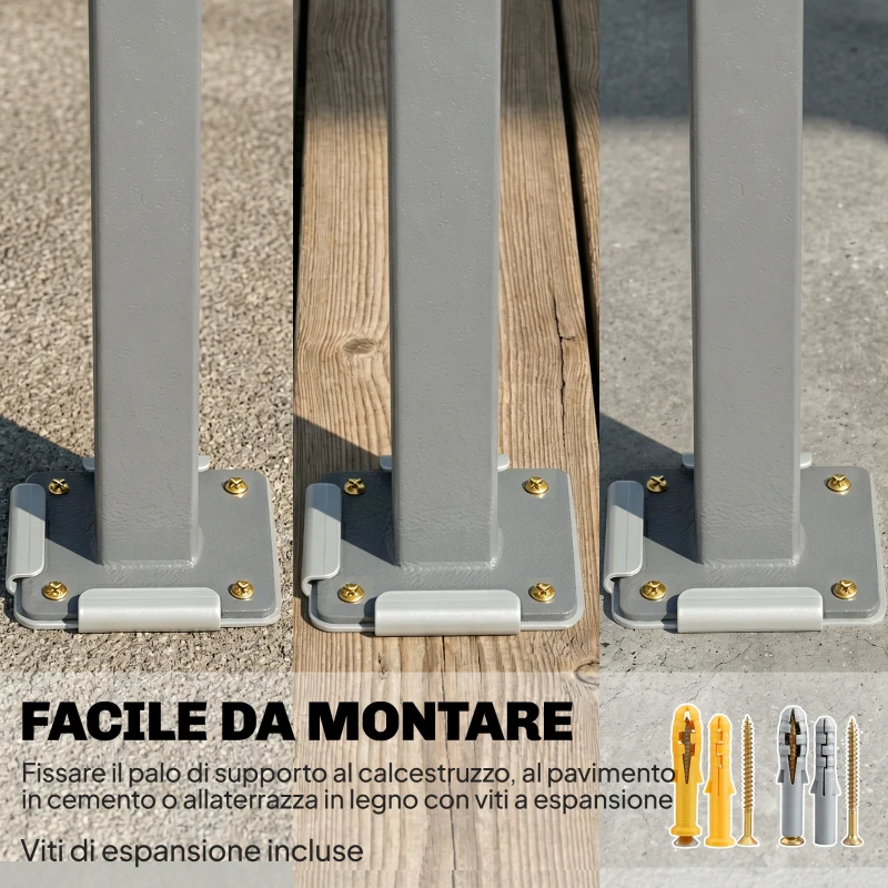 Outsunny Tenda Laterale Retrattile Impermeabile e UV 50+, in Alluminio, Acciaio e Poliestere, 420x185 cm, Grigio Scuro