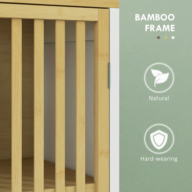 HOMCOM Bamboo-Blend Retro Cut-Out Bathroom Storage Unit, with Cupboard