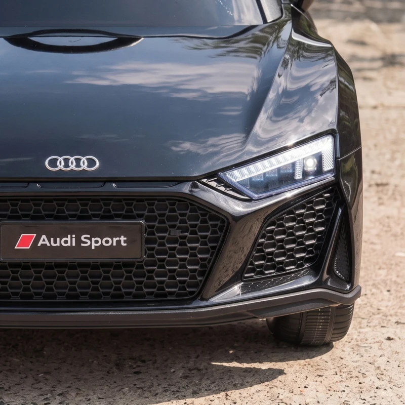 AIYAPLAY Coche Eléctrico para Niños Audi R8 Spyder 12 V con Mando 2,4G 2 Motores Arranque Suave y Suspensión Trasera Negro