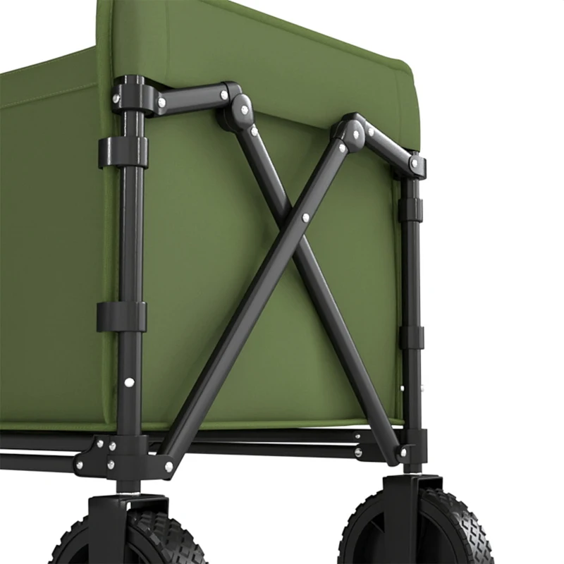 Outsunny 180L Festival Trolley on Wheels, Folding Compact Camping Trolley Cart with Adjustable Handle, 120 KG Capacity for Garden, Beach, Fishing, Green