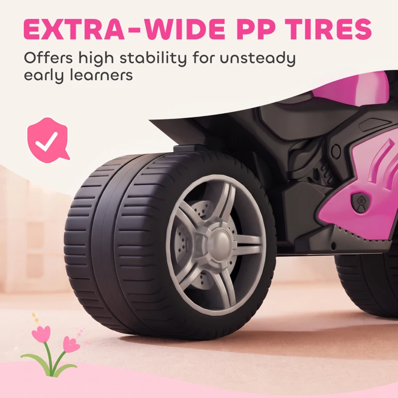 AIYAPLAY Balance Bike with Music Extra-Wide Wheels Toddler Bike for Boys Girls Pink