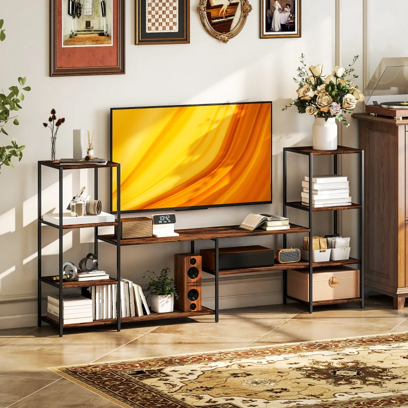 HOMCOM TV Unit for TVs up to 55 Inches, Industrial TV Stand with Storage Shelves, Entertainment Centre for Living Room, Bedroom