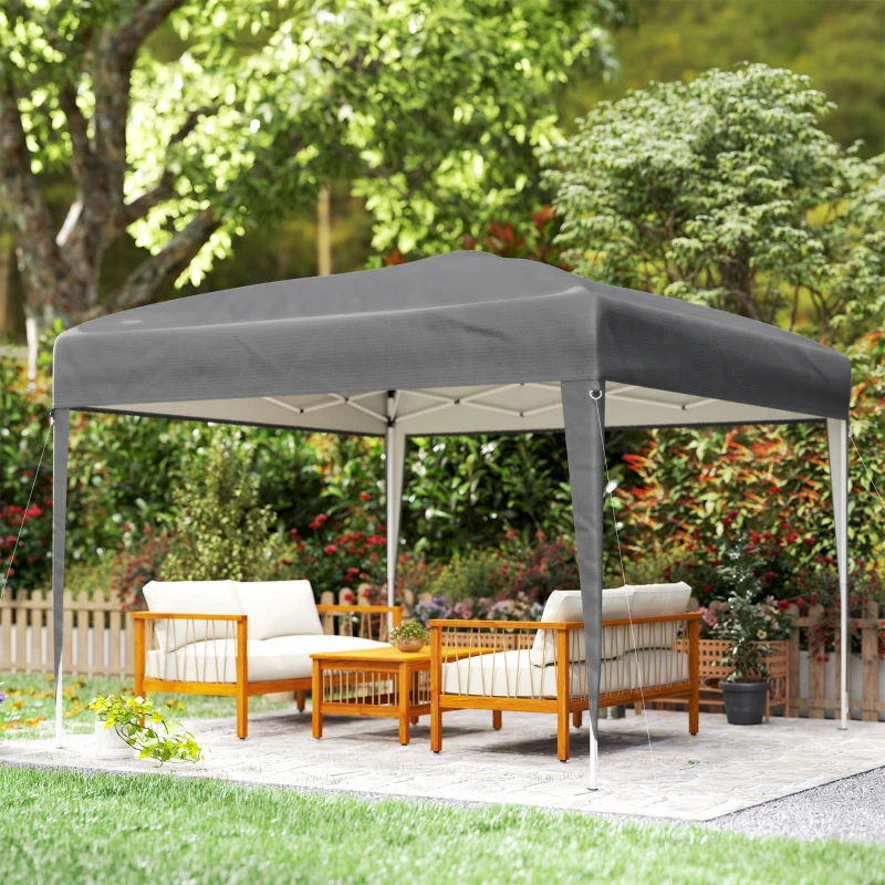 Outsunny 3 x 3 m Garden Pop Up Gazebo Marquee Party Tent Wedding Canopy, Height Adjustable with Carrying Bag, Grey