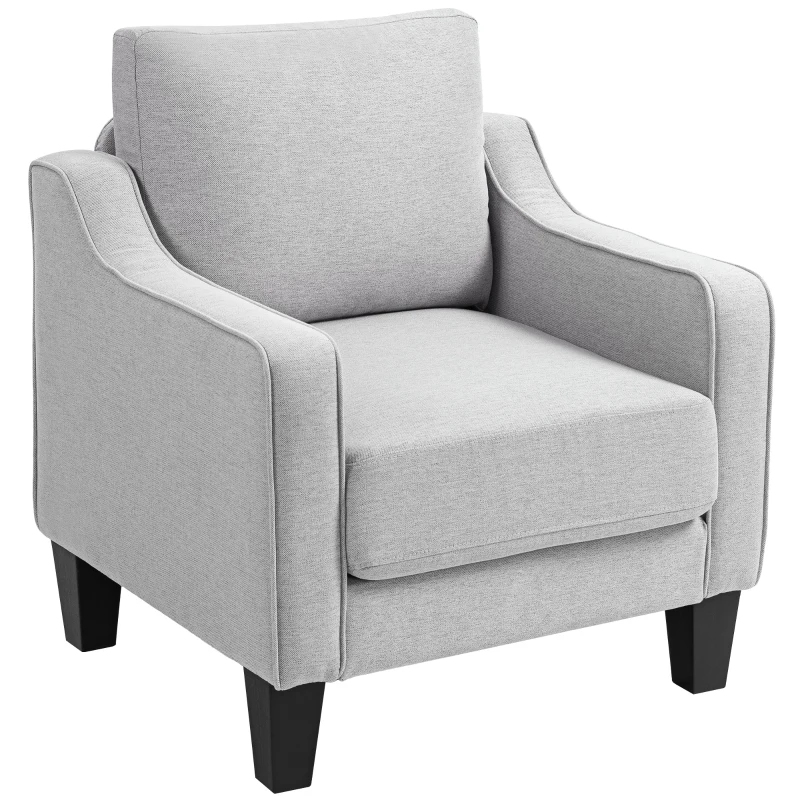 HOMCOM Poltrona Moderna in Tessuto con Imbottitura Spessa e Molle Insacchettate, 77x77x86 cm, Grigio