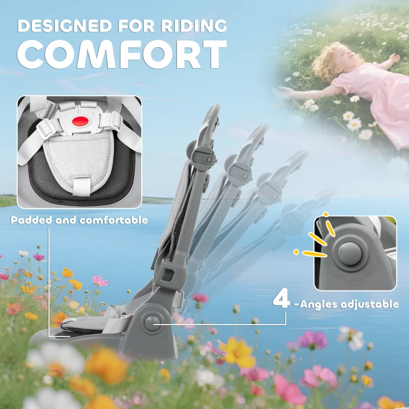 AIYAPLAY 6 in 1 Foldable Kids Trike with Adjustable Parent Handle & Canopy for Ages 1-5, Grey