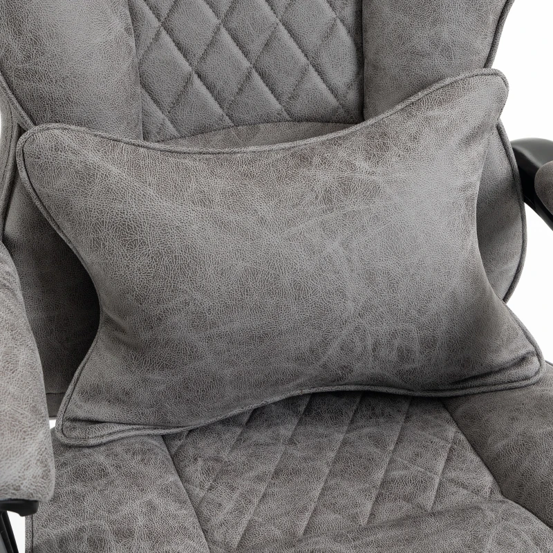 HOMCOM Executive Office Chair, Leathaire Big and Tall Office Chair 180 kg with Wide Seat, Reclining, Lumbar Support, Grey